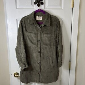 Ashley By 26 International Olive Long Corduroy Utility Jacket Size Small